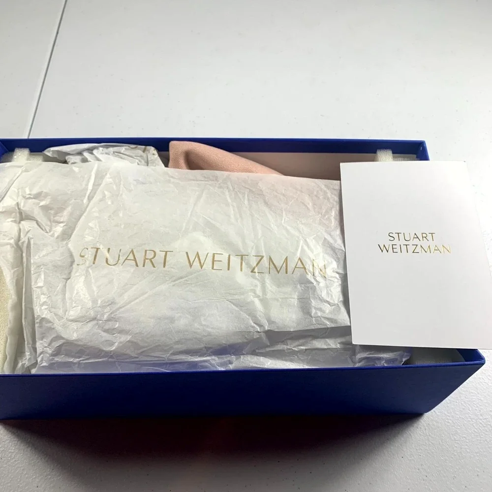 Stuart Weitzman Soiree Sleek 75 4503730159 Slide Womens 6 Platino Glitter Sandal